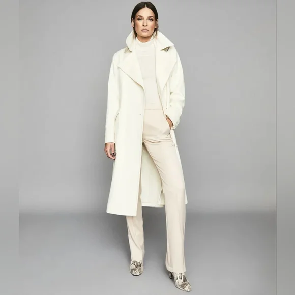 Reiss Farah Split Hem Trousers In Neutral Size 6 - Picture 2 of 7